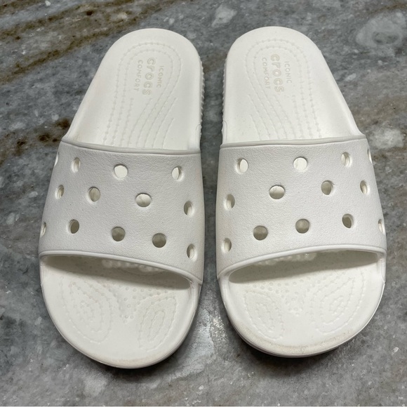 CROCS Classic Slides Sandals White Slip On Kids Shoes Toddler C 12 - Picture 2 of 8